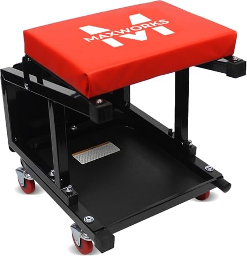 MaxWorks 50880 Garage Creeper Seat and Stool Combo, Workshop Seat with 300 Lbs Capacity, Mechanics Stool with Wheels by MaxWorks