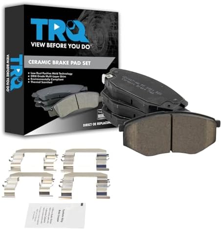 TRQ Front Brake Pads Ceramic Hardware Wear Sensor