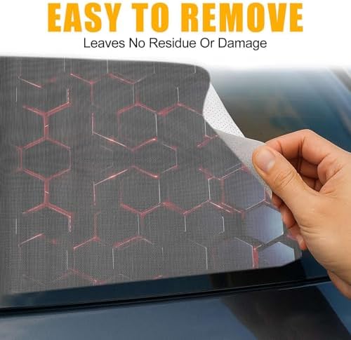 Rear Window Decal, Hexagon Personalized Creative for Side Window Glass, Red Honeycomb Vinyl Sticker 2 Pcs