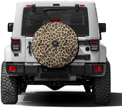 KiuLoam Hipster Leopard Cheetah Print Spare Tire Cover with Backup Camera Hole Universal Sunscreen Waterproof Wheel Covers for Trailer RV SUV Truck and Many Vehicles (15" for Diameter 27"-29")