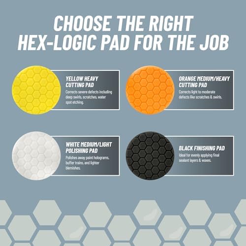Chemical Guys Hex-Logic Medium Cut Polishing Pad Orange (6.5 Inch) (3 Pack) – Large Foam Pads for Swirl Removal & Gloss Enhancement On Big Panels - Image 4