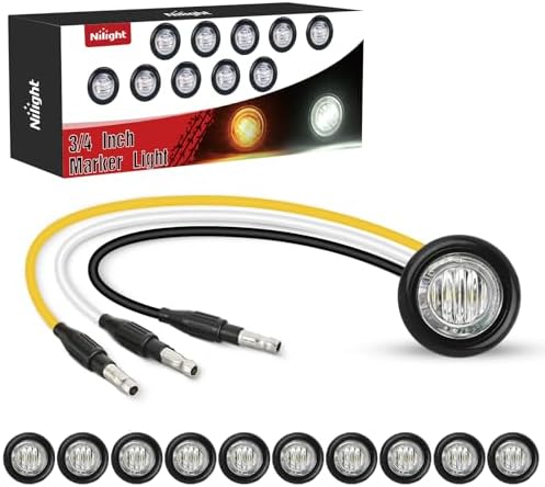Nilight 3/4 Inch Dual Color Marker Light Amber Turn White Clearance Lights