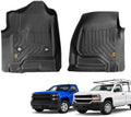 CAT® JustFit™ 3D Custom Fit Front Floor Mats for Chevy Silverado 1500 Regular Cab 2014-2018, Heavy Duty Rubber Floor Liners Laser Measured, Silverado Accessories