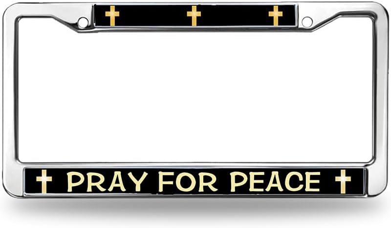 Pray for Peace License Plate Frame for Birthday Gift Jesus Cross Faith Stainless Steel License Plate Frame Christian Quote Metal License Plate Frame with Mounting Hardware Kit