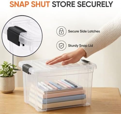 Superio 4.75 Quart Clear Plastic Storage Boxes with Lids, Stackable Organizer Containers, BPA-Free Storage Bins for Home, Office, School & Dorm, 8 Pack - Image 6