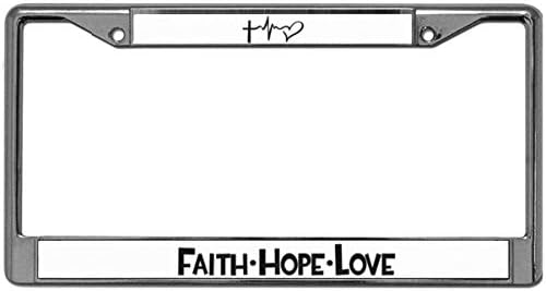 GND Heavy Duty License Plate Frame Metal License Plate Frames for Women Faith Hope Love License Plate Frame for Women 2 Hole Frame Fits All US License