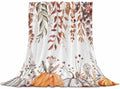 DecorLovee Orange Grey Fall Blanket 40"x50", Reversible Thanksgiving Throw Blanket for Couch/Bed/Camping, Botanical Farmhouse Lightweight Soft Throw Blankets for Girls, Warm Fuzzy Blankets for Winter by DecorLovee