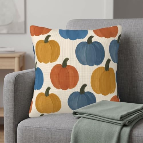 Boho Fall Pumpkin Throw Pillow Covers 22x22 Set of 2, Vintage Rustic - Image 2