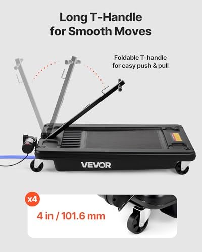 VEVOR Low Profile Oil Drain Pan, 17 Gal Capacity, Rolling Oil Drain Pan with 110V High-Flow Electric Pump, 7.2 ft Hose & T Folding Handle, Leak-proof & Corrosion-resistant, Fit for Trucks, ATVs, Black - Image 5