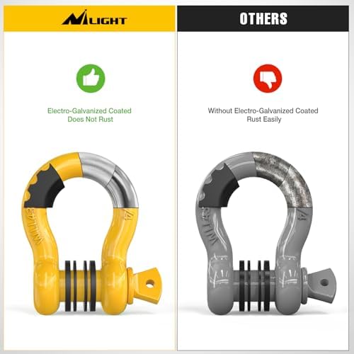 Nilight 2 PCS 3/4" D-Ring Shackle with 7/8" Screw Pin | 41,887lbs Break Strength Heavy Duty Off Road Recovery Shackle with Isolators Washers for Tow Strap,Winch,Off-Road Truck