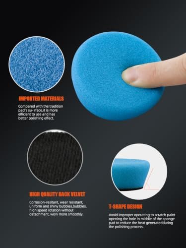 SPTA 32 Pcs Mini Car Polishing Pad Kit - 1", 2", 3" Sponge Foam Wool Microfiber Buffing Pads with 5/8“-11 Backing Plates & 5/8"-11 Drill Adapters for Auto Detailer, Scratch Removal & Tight Spaces - Image 4
