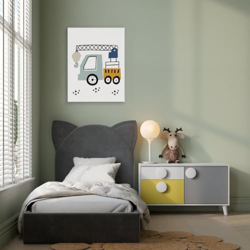 3 Pcs Cute Vehicle Canvas Wall Art Prints Nursery Boys Room Decor,Framed - Image 6