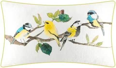 JWH Colorful Bird Throw Pillow Cover, Beige, 14 x 24 Inch by JinwenHome