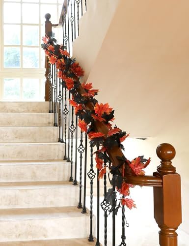 Joyhalo 5 Pack Fall Garland Black Leaves Garland for Autumn Halloween Decor - Image 2