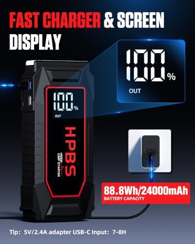 Car Jump Starter - 5000A Peak Jump Starter Battery Pack with DC for Up to All Gas and 10.0 L Diesel Engines, 12V Portable Battery Jump Starter with 3.0" LCD Display - Image 5