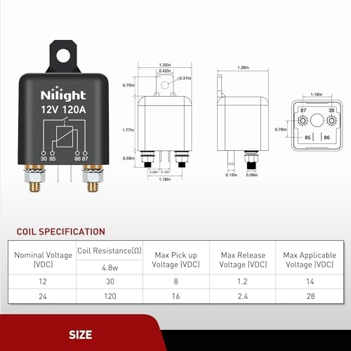 Nilight 12V 120A 4 Pin SPST Starter Relay Heavy Duty Switch for Car RV