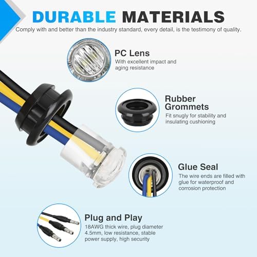 Nilight 3/4 Inch Dual Color Marker Light Amber Turn Blue Clearance Lights