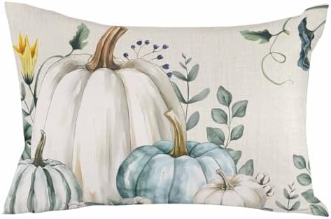 Pillow Covers 20x36 Inch - King Thanksgiving Fall/Autumn Harvest of White Pumpkins and Leaves Soft Brushed Microfiber Pillowcases with Hidden Zipper Closure Bed Pillow Shams for Bedroom Sofa Car by T%26H+XHome