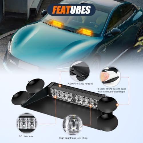 Nilight 16LED Amber Dash Strobe Light Cigarette Lighter Plug
