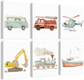 Car Wall Art Boys Room Canvas Wall Decor Nursery Prints Transportation Vehicle Wall Art Kids Toddler Posters Construction Truck Pictures Boy Nursery Artwork for Bedroom Playroom 8x10x6 Inch Framed by Unknown