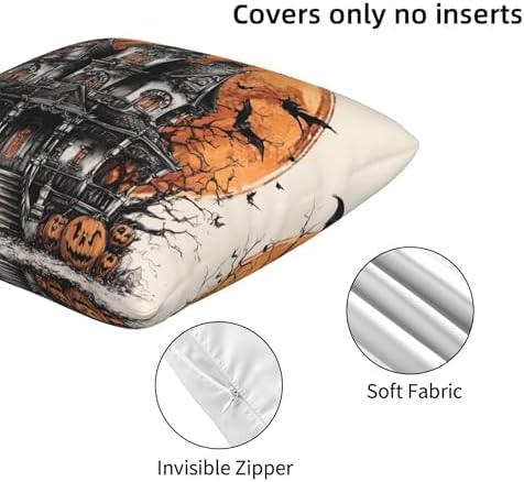 Witch Ancient Castle Throw Pillow Covers 18x18 inch Set of 2 Halloween Pillow Case Cushion Cover for Home Sofa Couch Living Room Car Decor - Image 5