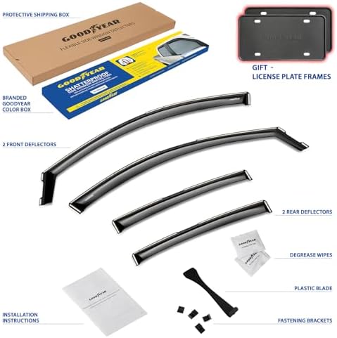Goodyear Shatterproof in-Channel Window Deflectors for Nissan Sentra 2020-2025, Rain Guards, Window Visors for Cars, Vent Deflector, Car Accessories, 4 pcs - GY008418