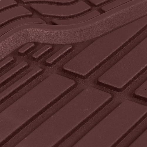 Cat® ToughRide Heavy-Duty 3 Piece Rubber All Season Floor Mats for Car Truck Van SUV, Burgundy - Premium Trim to Fit Car Floor Mat, All Weather Deep Dish Automotive Floor Mats, Total Dirt Protection