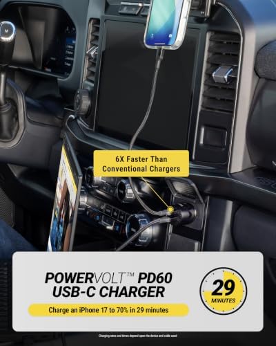 Scosche 60W USB-C Car Charger, 30W + 30W Dual Power Delivery Fast Charging, USB-C Car Charger Adapter for Charging Multiple Devices, Compatible with iPhone Air, iPhone 17/16/15, Galaxy S26/S25