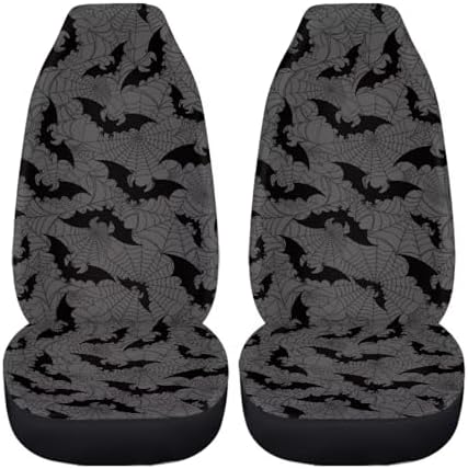 Halloween Bat Car Front Seat Covers Breathable Car Seat Covers Front Seats Only Stretch Polyester Fabric Cover Easy to Install Universal Fit for Most Vehicle