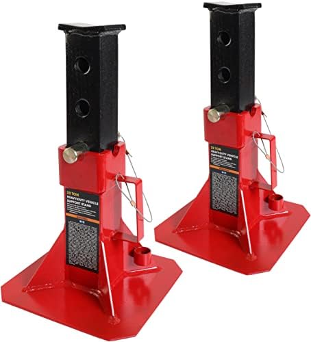Big RED 22 Ton Heavy Duty Pin Type Professional Car Jack Stand with Lock, 44000lbs Capacity, Red, 1 Pair by BIGRED