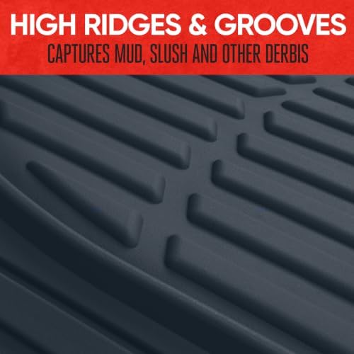 Motor Trend FlexTough Floor Mats for Cars, Blue Deep Dish All-Weather Car Mats, Waterproof Trim-to Fit Automotive Floor Mats for Cars Trucks SUV, Universal Floor Liner Car Accessories