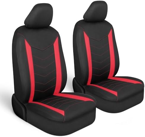 Motor Trend SpillGuard 2 Red Seat Covers for Cars & Seat Covers for Trucks - Neoprene Lining Waterproof Car Seat Covers Front Seats Only - SUV Seat Covers Protector - Forros para Asientos de Carro