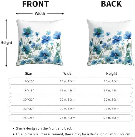 KiuLoam Spring Floral Pillow Covers 22x22 Inch Set of 2, Teal Blue Green Watercolor Flower Print Decorative Throw Pillows, Farmhouse Outdoor Square Cushion Cases for Sofa Couch Bed Home Decor - Image 4