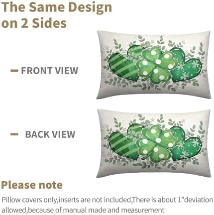 St Patricks Day Pillow Covers 12x20 Set of 2 Shamrock Clover Throw Pillow Covers Rustic Spring Pillowcase Linen Decoration Farmhouse Decorative Green Cushion Case Couch for Indoor Outdoor Home Decor - Image 6