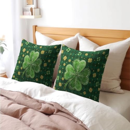 St.Patrick's Day Throw Pillow Covers 18x18 Set of 2 Green Lucky Clovers - Image 7
