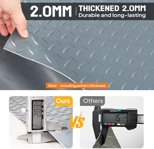TUFFIOM 4x8 FT Garage Floor Mat, Thickened Diamond Plate PVC Garage Mats Flooring Roll for Under Car, Garage Parking Mats for SUVs, Golf Cart, Sports Car - Image 7