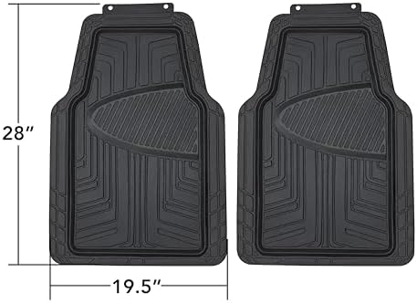 Amazon Basics 2-Piece Premium All-Season Anti-Slip Rubber Floor Mats for Cars, SUVs and Trucks, Universal Trim to Fit, Black