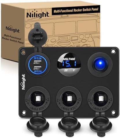 Nilight 6 in 1 Charger Socket Accessory Power Outlet Panel 12V 24VDC