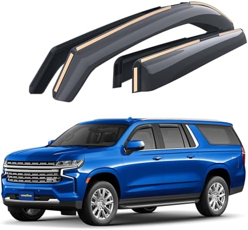 Goodyear Shatterproof Window Deflectors for Chevrolet (Chevy) Suburban 2021-2026, Rain Guards, Window Visors for Cars, Vent Deflector, Car Accessories, 4 pcs - GY007888