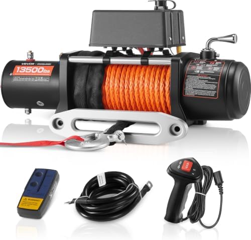 VEVOR Electric Winch 13500lb 12V DC Truck Winch 3/8in x 80ft Synthetic Rope by VEVOR
