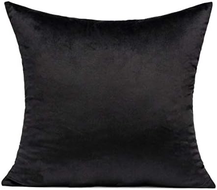 Velvet Throw Pillow Covers 16x16 Black Decorative Couch Cushion Cases Pillowcases Soft Solid Warm Cozy Square Home Decor for Sofa Chair Bedroom Car Set of 2 pieces, 16"x16 - Image 2