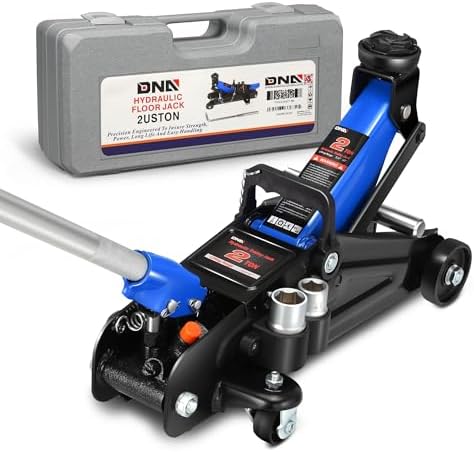 DNA Motoring Floor Jack with Socket and Lock, Low Profile Hydraulic Trolley Jack for Cars Lift, 2 Ton (4000 lbs) Capacity, Lifting Range 5.12"-13", Blue, TOOLS-00677-BL by DNAMOTORING-Tools