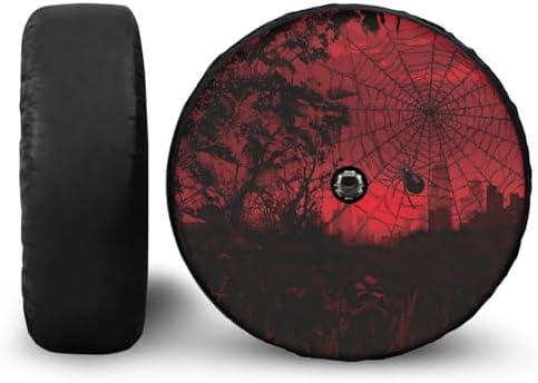 Halloween Spider Web Spare Tire Cover with Camera Hole, Wheel Protectors Dust-Proof Tire Cover Universal for Trailer RV SUV Truck Camper Accessories 18 Fit Tire Diameter 33"-34"