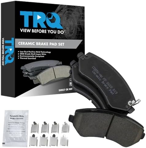 TRQ Front Brake Pads Ceramic Hardware Wear Sensor