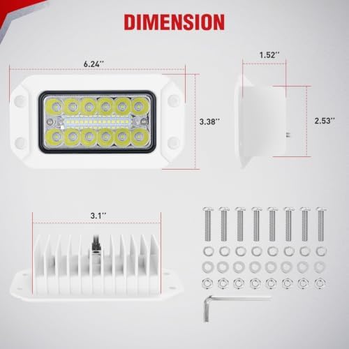 Nilight Flush Mount LED Light Pods 2PCS 6 Inch 39W Spot Flood Combo Beam