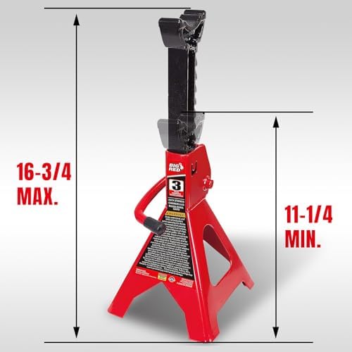 Big RED 3 Ton (6000 LBs) Jack Stands, with Adjustable Lock Car Jack Stand, Fit for Vehicle, Red, 2 Pack - Image 3