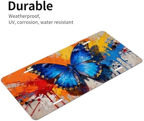 Blue Butterfly Graffiti Front License Plate 6" * 12" for Women