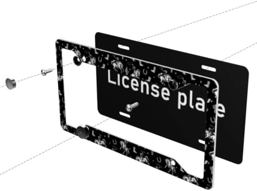 Western License Plate Frame 2 Pack License Plate Holder Universal Aluminum License Plate Cover Car Accessories for Decor with Screw for Women Man 12.3 X 6.3 Inch