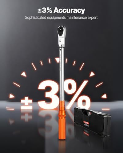 VEVOR Adjustable Torque Wrench 1/2 Inch Drive, 20-160Ft.lb/27.1-216.8Nm, 38MM Open End, 3/8 Inch Drive Torque Wrench with Interchangeable Jaw & Ratchet Head for HVAC, Car, Moto, Narrow Pipeline - Image 3