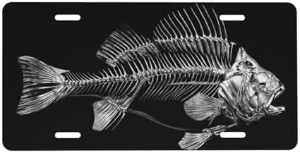 Metal Fish Skull Front License Plate 6" * 12" for Women